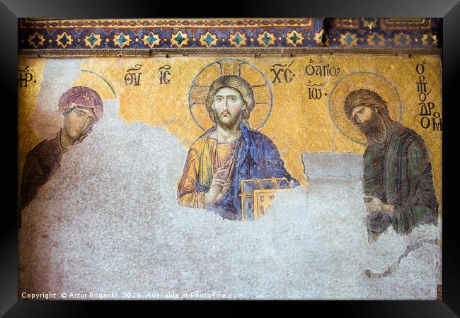 Deesis Mosaic of Jesus Christ Framed Print by Artur Bogacki