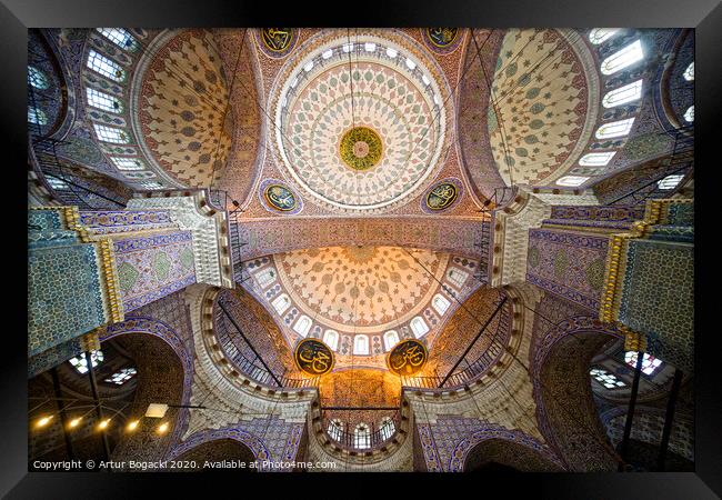 New Mosque Ceiling In Istanbul Framed Print by Artur Bogacki