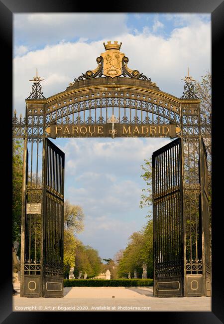 Retiro Park Entrance in Madrid Framed Print by Artur Bogacki
