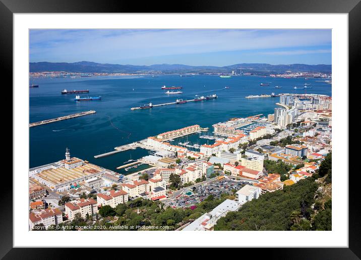 Gibraltar Town and Bay Aerial View Framed Mounted Print by Artur Bogacki