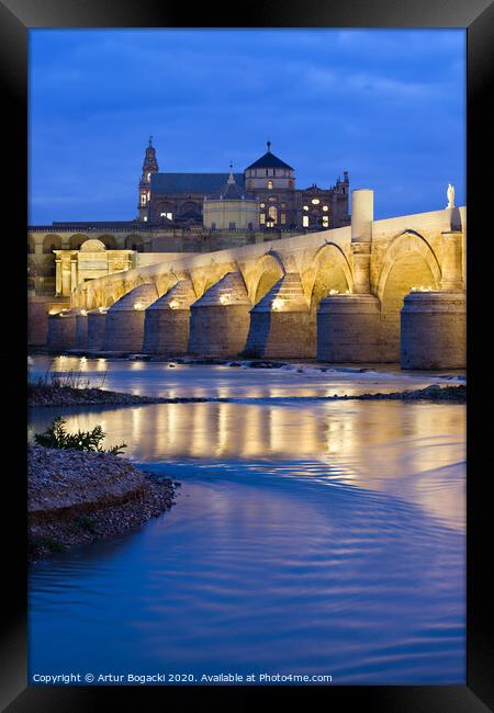 Roman Bridge on Guadalquivir River at Dawn Framed Print by Artur Bogacki