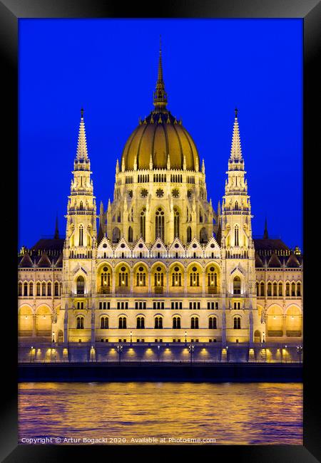 Hungarian Parliament Building at Night Framed Print by Artur Bogacki