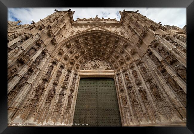 Door of Assumption of Seville Cathedral Framed Print by Artur Bogacki