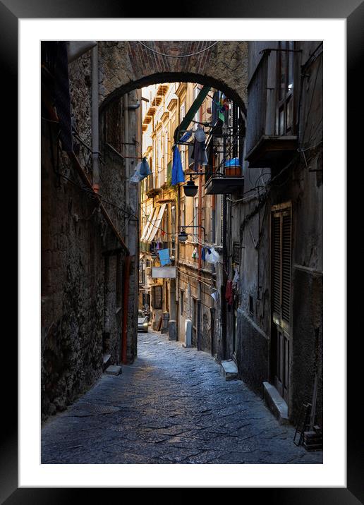 Narrow Street in Naples Framed Mounted Print by Artur Bogacki