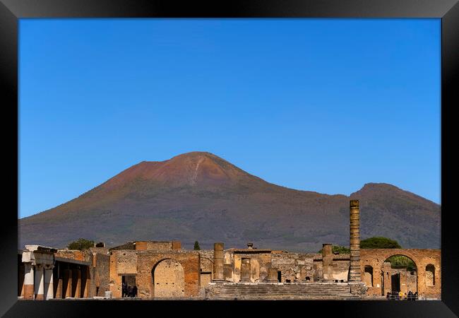 Pompeii Ruins and Mount Vesuvius Framed Print by Artur Bogacki