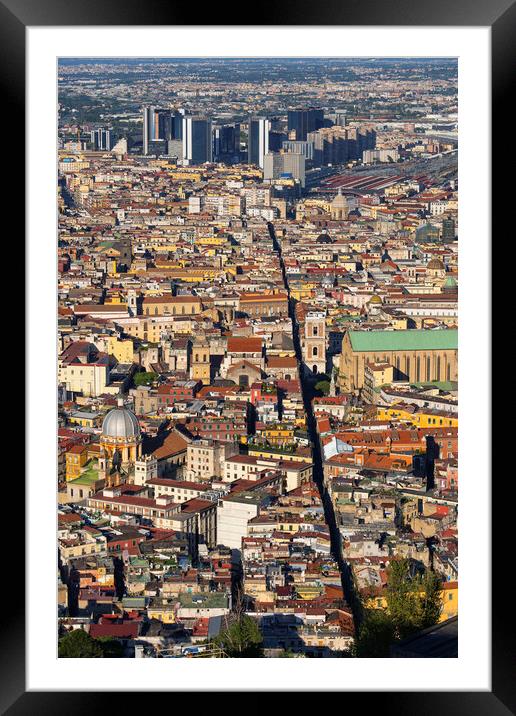 Naples City Aerial View In Italy Framed Mounted Print by Artur Bogacki