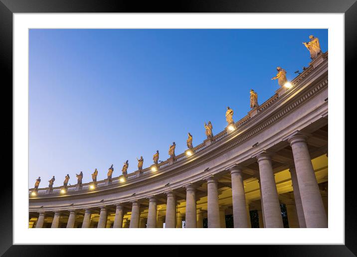 Vatican Colonnade At Dusk Framed Mounted Print by Artur Bogacki