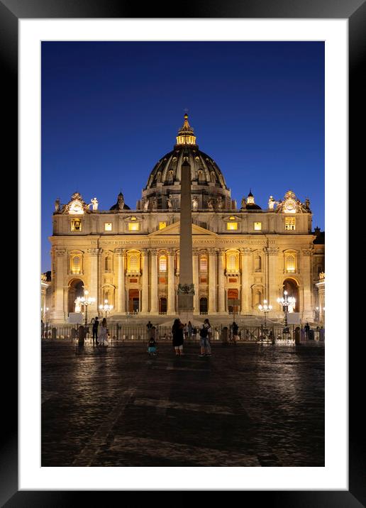Saint Peter Basilica at Night in Vatican Framed Mounted Print by Artur Bogacki