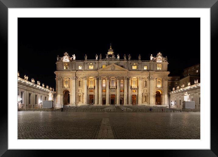 St Peter Basilica at Night in Vatican Framed Mounted Print by Artur Bogacki