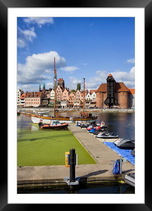 Marina and Old Town of Gdansk Skyline Framed Mounted Print by Artur Bogacki