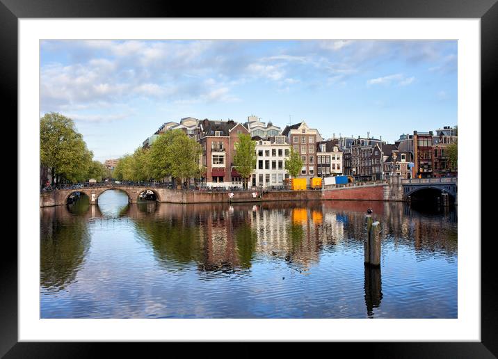 Amstel River in the City of Amsterdam Framed Mounted Print by Artur Bogacki