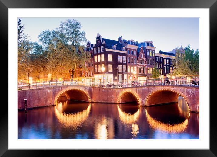 Amsterdam at Dusk Framed Mounted Print by Artur Bogacki