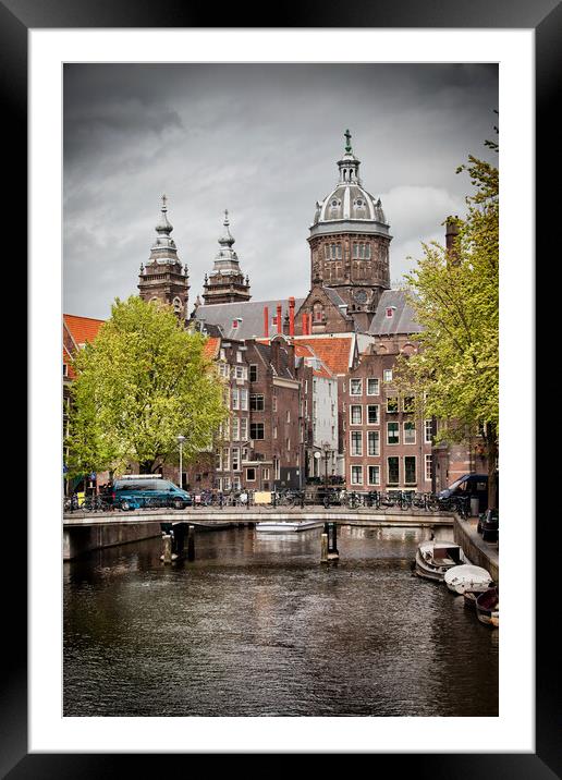 City of Amsterdam in Netherlands Framed Mounted Print by Artur Bogacki