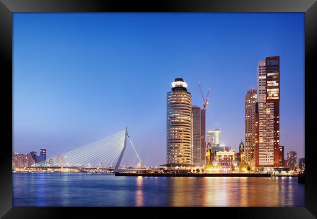 City of Rotterdam Skyline in the Evening Framed Print by Artur Bogacki