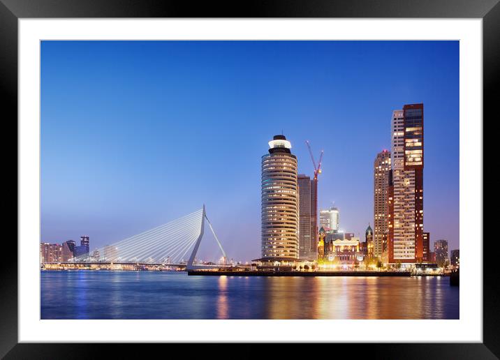 City of Rotterdam Skyline in the Evening Framed Mounted Print by Artur Bogacki