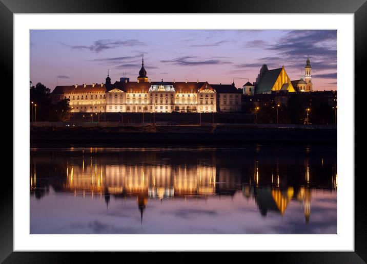 Royal Castle and Vistula River at Twilight in Warsaw Framed Mounted Print by Artur Bogacki