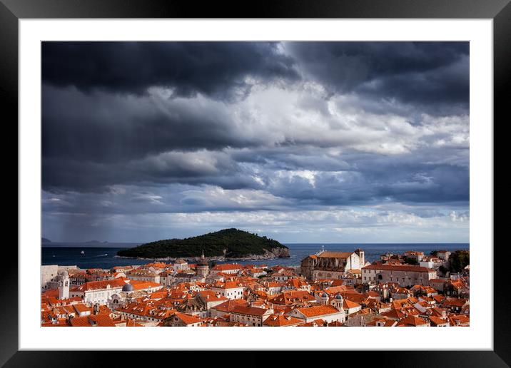 Stormy Clouds Over Dubrovnik City Framed Mounted Print by Artur Bogacki