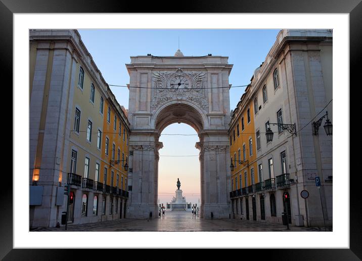 Rua Augusta Arch at Dawn in Lisbon Framed Mounted Print by Artur Bogacki