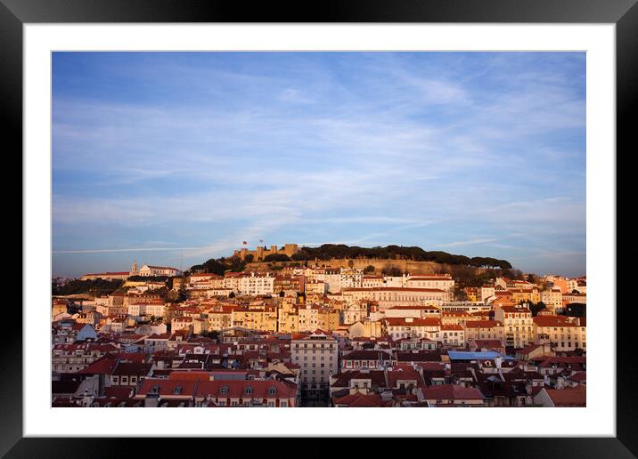 City of Lisbon at Sunset in Portugal Framed Mounted Print by Artur Bogacki