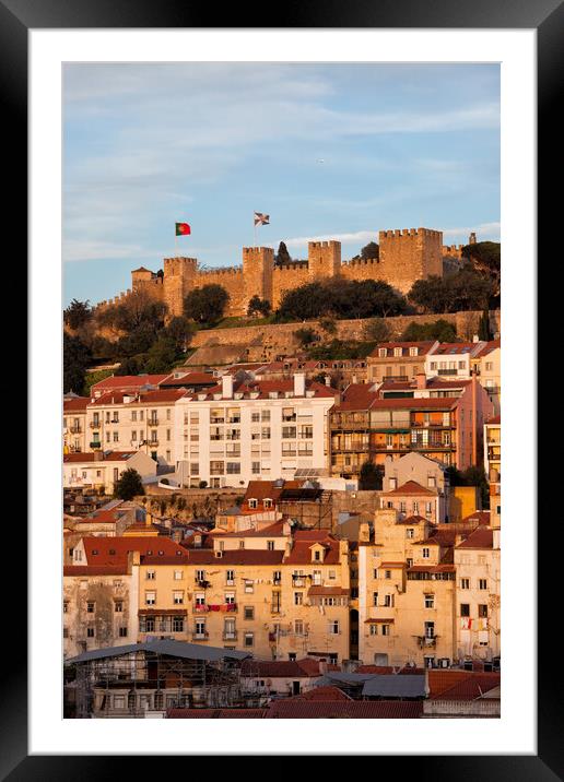 City of Lisbon at Sunset in Portugal Framed Mounted Print by Artur Bogacki