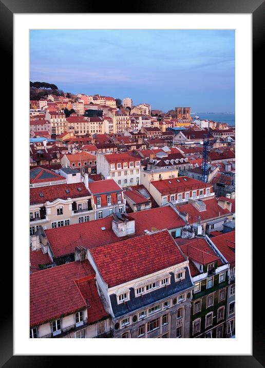 City of Lisbon at Twilight Framed Mounted Print by Artur Bogacki