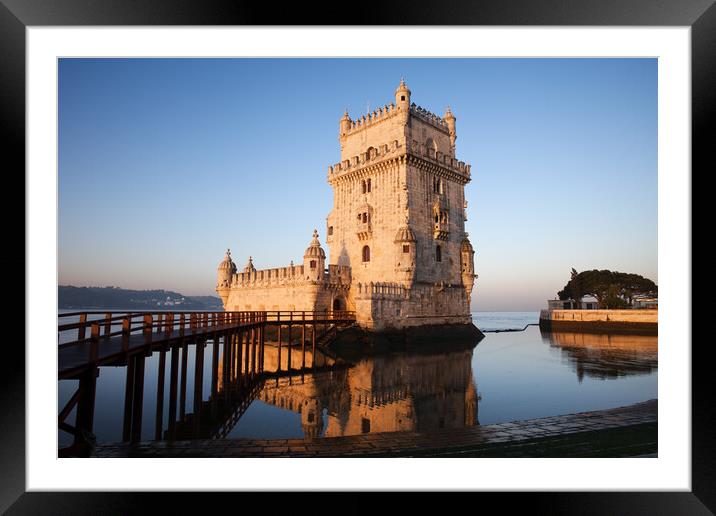 Morning at Belem Tower in Lisbon Framed Mounted Print by Artur Bogacki