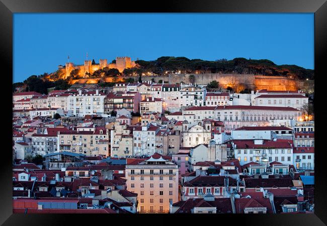 City of Lisbon at Dusk in Portugal Framed Print by Artur Bogacki