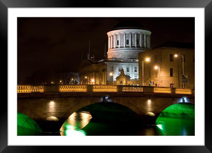 City of Dublin at Night in Ireland Framed Mounted Print by Artur Bogacki