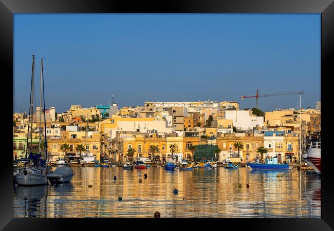 Marsaxlokk Sea Town Skyline In Malta Framed Print by Artur Bogacki