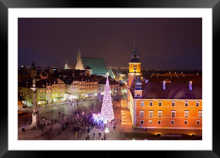 Old Town at Night in Warsaw Framed Mounted Print by Artur Bogacki