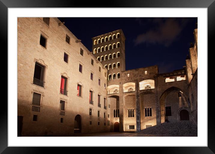 Barcelona by Night Framed Mounted Print by Artur Bogacki