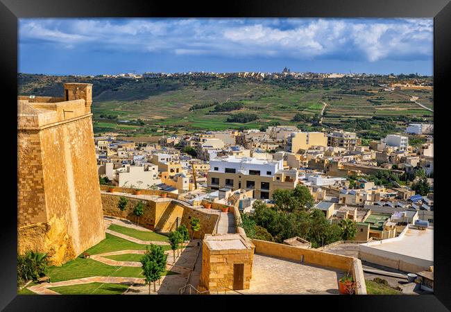 Victoria City In Gozo From Citadel Framed Print by Artur Bogacki