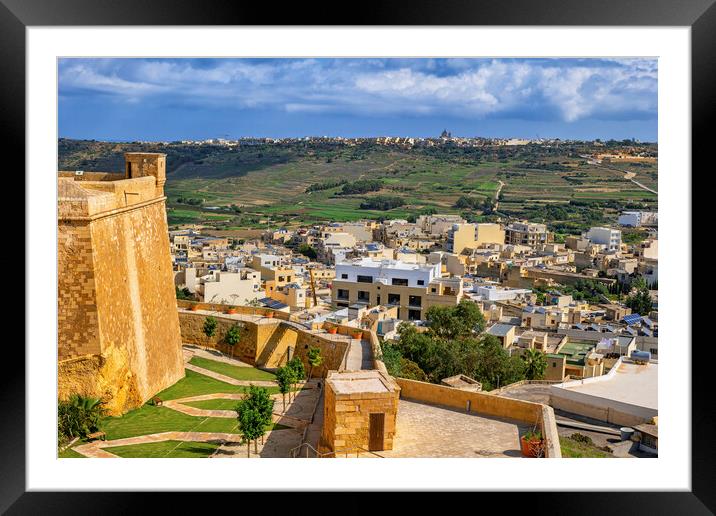 Victoria City In Gozo From Citadel Framed Mounted Print by Artur Bogacki
