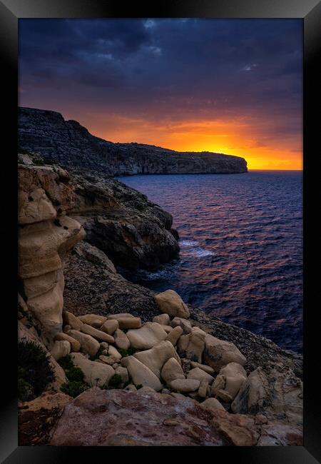 Malta Island At Sunrise Framed Print by Artur Bogacki