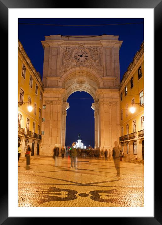 Rua Augusta Arch at Night in Lisbon Framed Mounted Print by Artur Bogacki