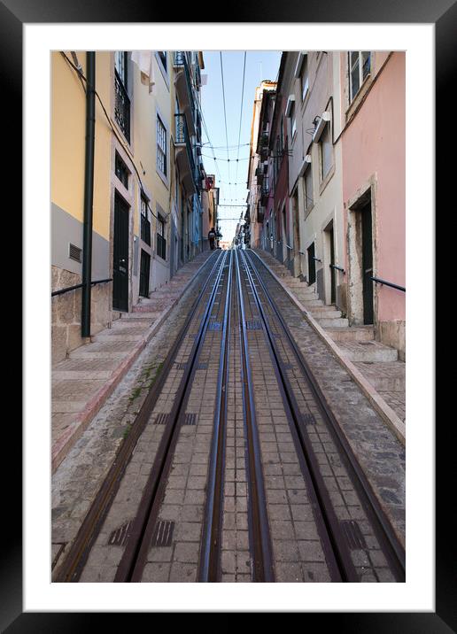 Bica Funicular in Lisbon Framed Mounted Print by Artur Bogacki