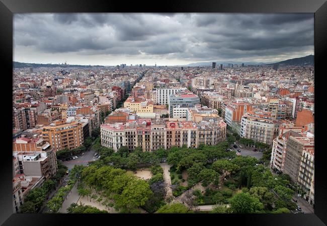 City of Barcelona from Above Framed Print by Artur Bogacki
