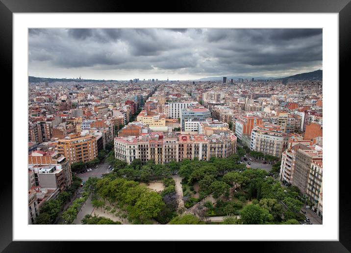 City of Barcelona from Above Framed Mounted Print by Artur Bogacki