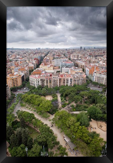 Barcelona Aerial View Cityscape Framed Print by Artur Bogacki