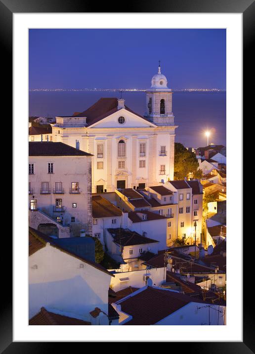 Old City of Lisbon at Night in Portugal Framed Mounted Print by Artur Bogacki
