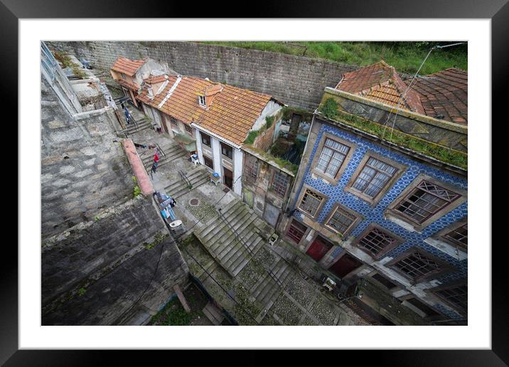 Hillside Houses In Porto Framed Mounted Print by Artur Bogacki