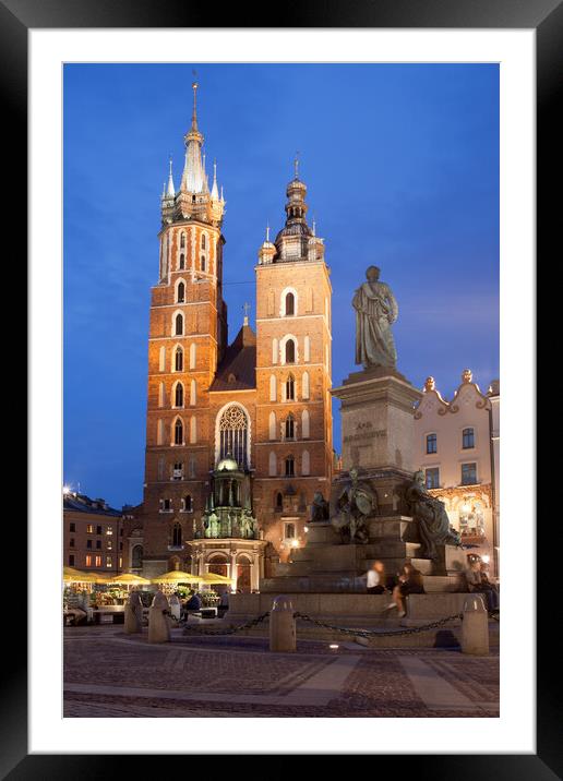 St Mary Basilica and Adam Mickiewicz Monument in Krakow Framed Mounted Print by Artur Bogacki