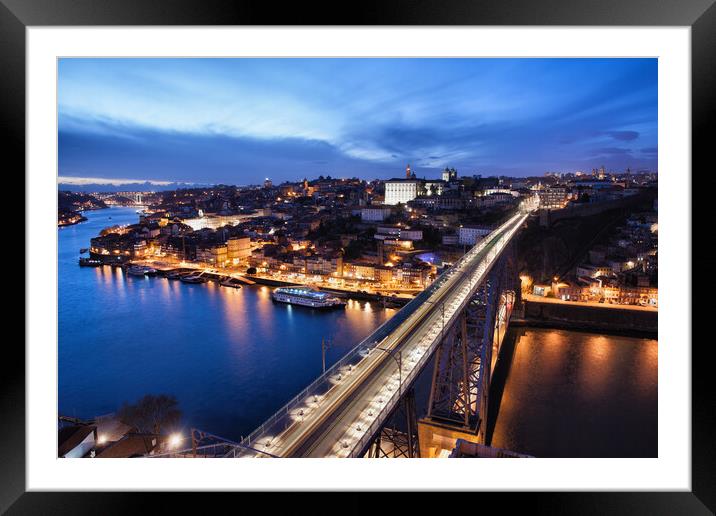 City of Porto at Night in Portugal  Framed Mounted Print by Artur Bogacki