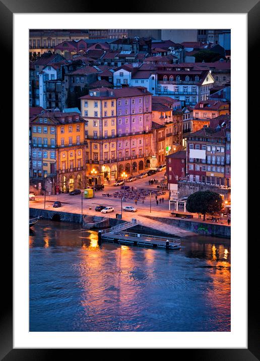 Old City of Porto in the Evening Framed Mounted Print by Artur Bogacki