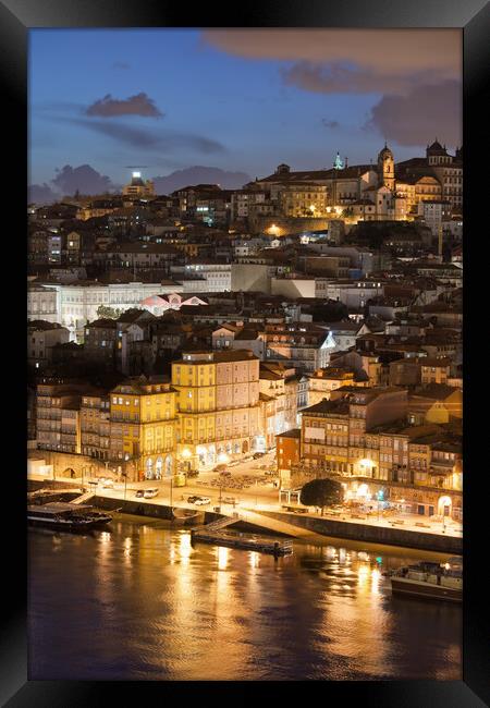 City of Porto in Portugal by Night Framed Print by Artur Bogacki