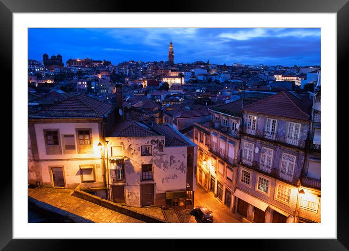 Old Town of Porto in Portugal at Dusk Framed Mounted Print by Artur Bogacki