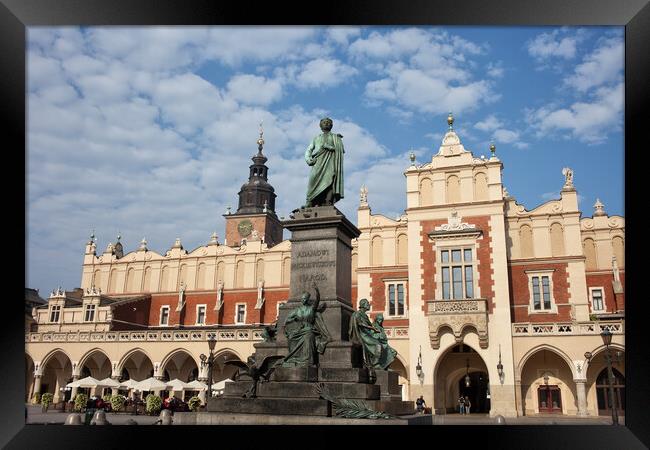 Adam Mickiewicz Monument and Sukiennice in Krakow Framed Print by Artur Bogacki