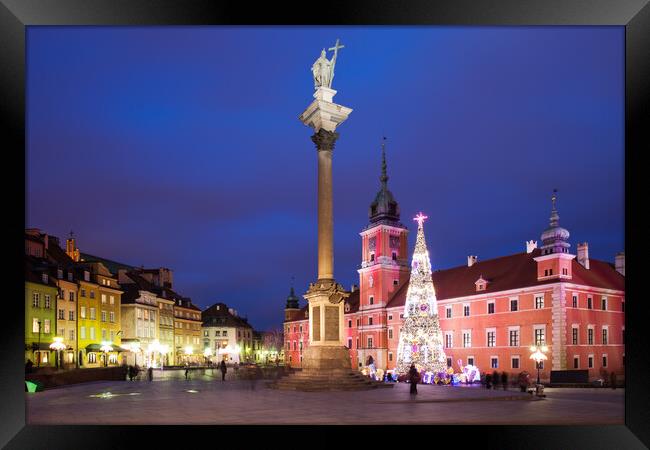Old Town of Warsaw by Night in Poland Framed Print by Artur Bogacki