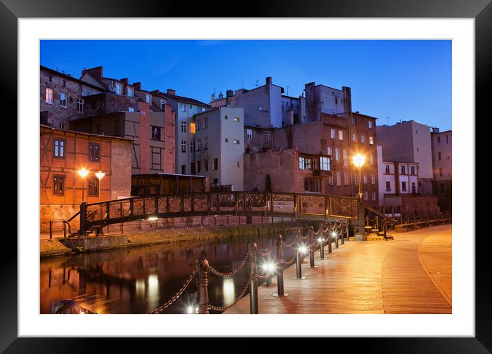 Old Town of Bydgoszcz by Night in Poland Framed Mounted Print by Artur Bogacki