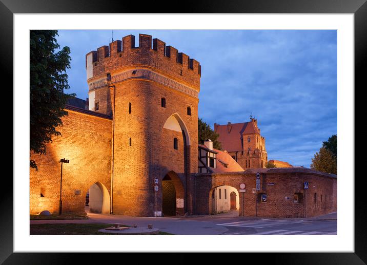 Medieval Bridge Gate and City Wall in Torun Framed Mounted Print by Artur Bogacki